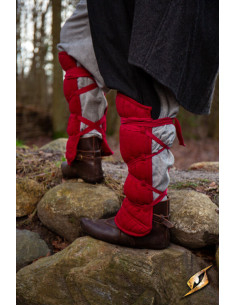 Medieval padded greaves, red 2
