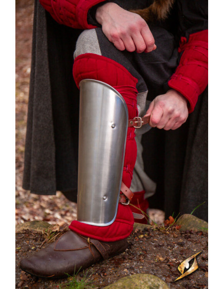 Medieval padded greaves, red