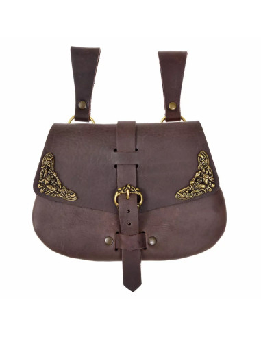 Irish Medieval leather bag (20 x 20 cm.)