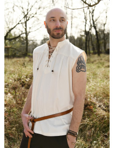 Medieval sleeveless shirt model Konstantin, natural white 2