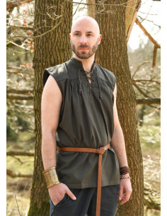 Medieval sleeveless shirt model Konstantin, olive green