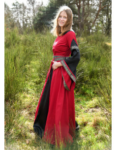 Medieval dress of noble model Bliaut, red-black 2