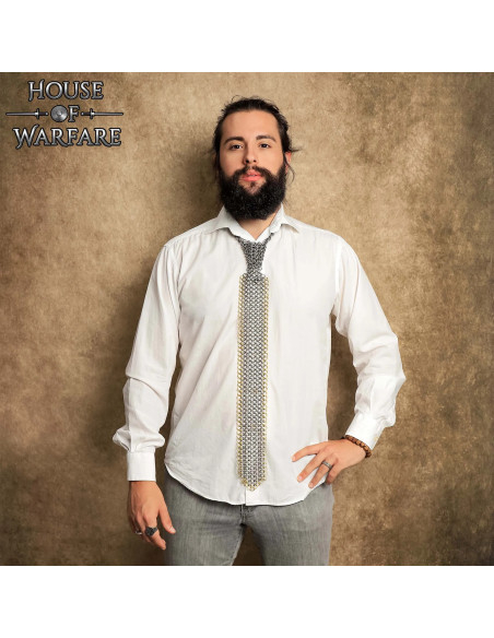 Chainmail tie with brass and steel rings