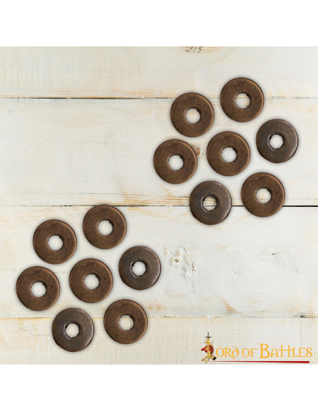 Set of 50 aged brass washers