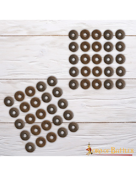 Set of 50 aged brass washers