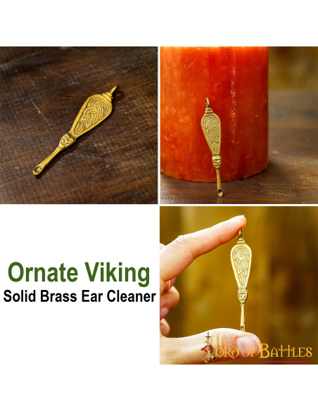 Viking ear cleaner in brass