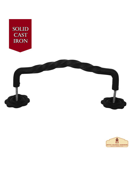 Medieval iron door handle braided...