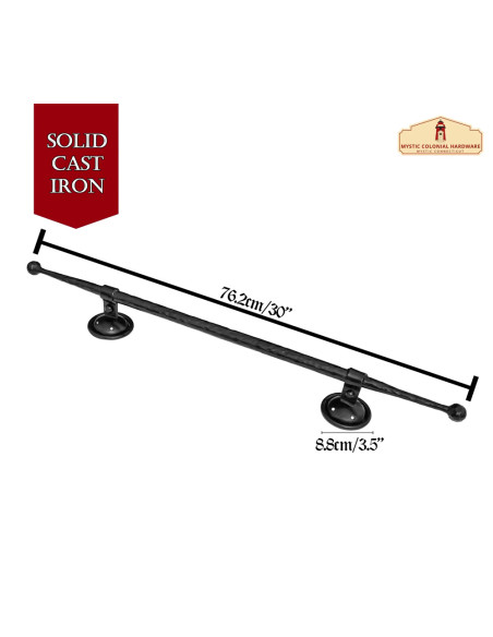 Large hand forged iron handle (76.2 cm.)