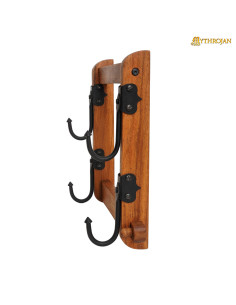 Wooden stand with two-level sword hooks 2
