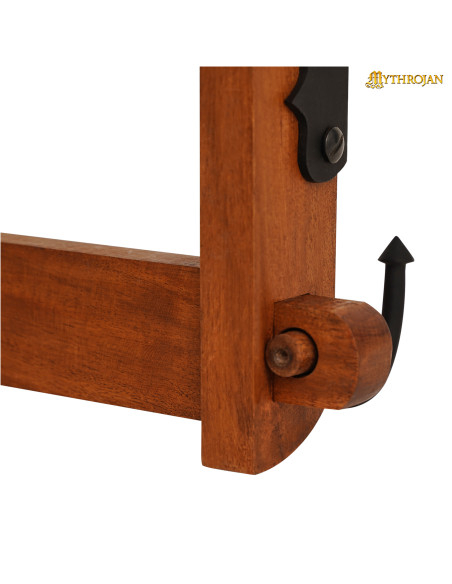 Wooden stand with two-level sword hooks