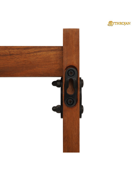 Wooden stand with two-level sword hooks