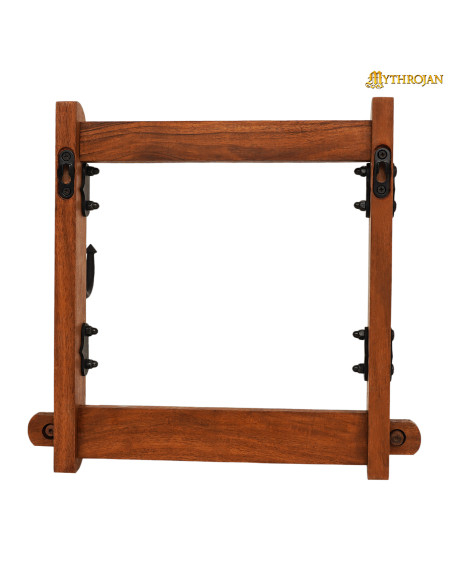 Wooden stand with two-level sword hooks