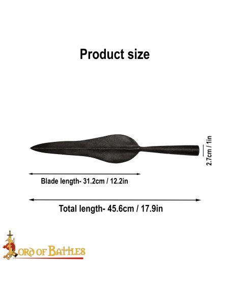 Hand-forged iron spearhead (45.6 cm.)