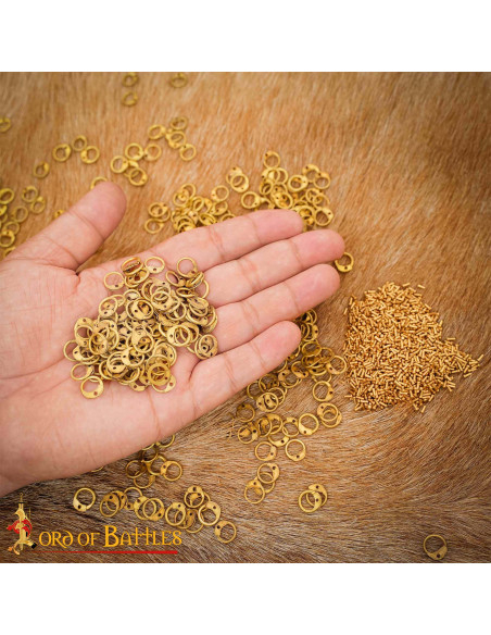 Round brass rings with chain mail...