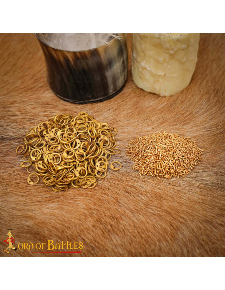 Round brass rings with chain mail...