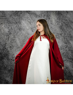 Long cape-type coat for women, sleeve model, red 2
