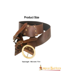 Baldric with sword belt in brown leather 2