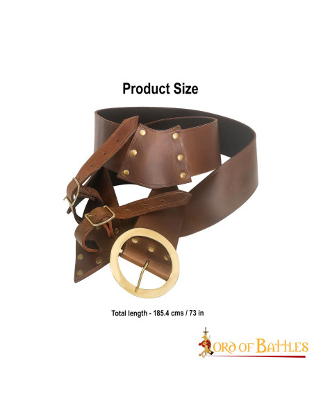 Baldric with sword belt in brown leather