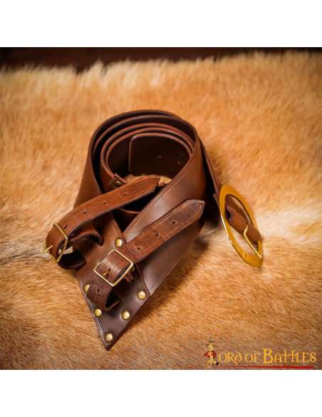 Baldric with sword belt in brown leather