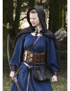 Short open medieval cape with hood, cotton