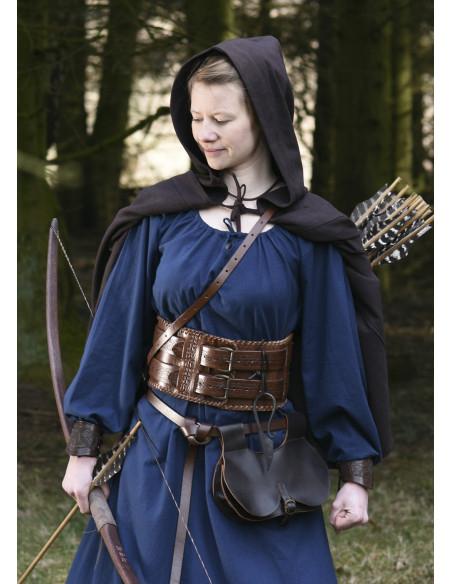 Short open medieval cape with hood,...