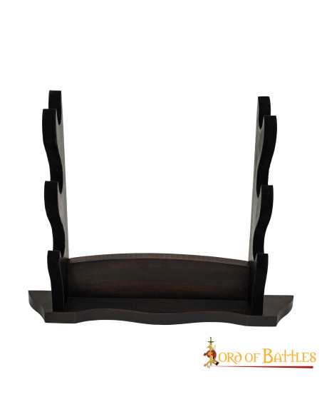 Three-tier wooden table stand for swords