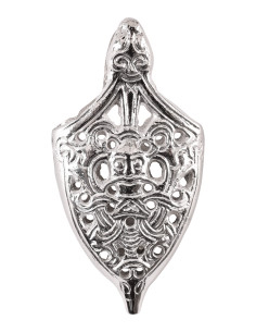Viking sword sheath tip decoration, silver finish