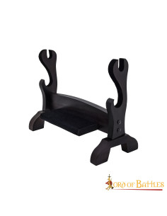 Two-tier wooden table stand for swords