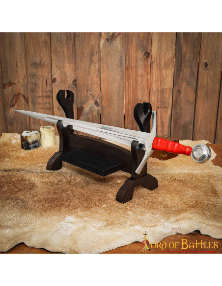 Two-tier wooden table stand for swords Two-tier wooden table stand for swords