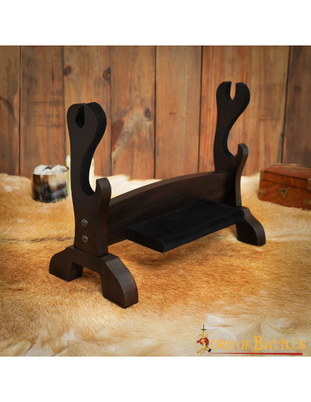 Two-tier wooden table stand for swords Two-tier wooden table stand for swords