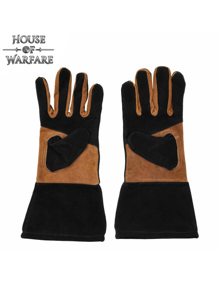 Medieval suede leather gloves,...