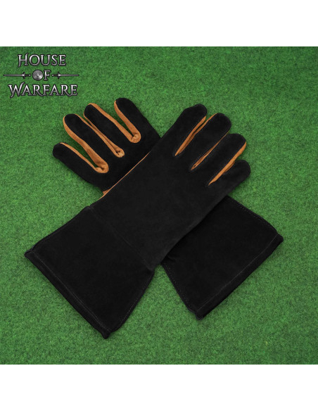 Medieval suede leather gloves,...