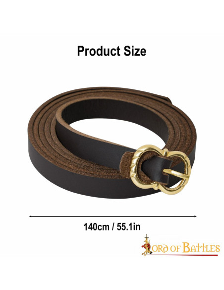 Medieval leather belt ready LARP, brown