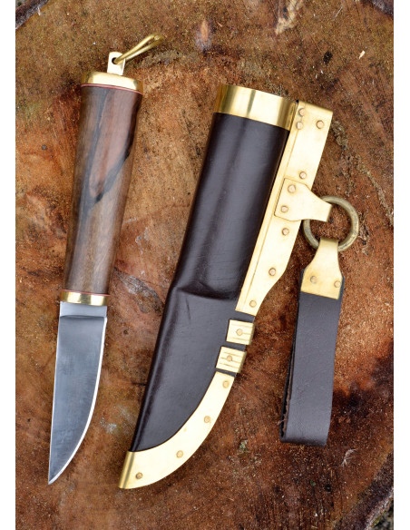 Steel Viking knife with leather...