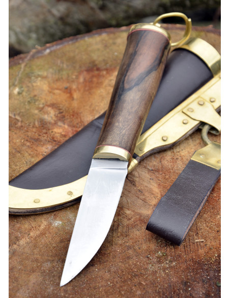Steel Viking knife with leather...