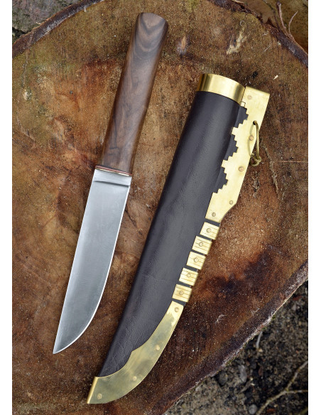 Steel Viking knife with leather...