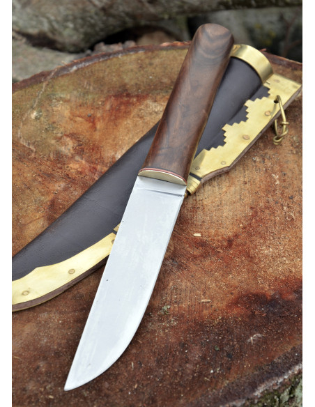 Steel Viking knife with leather...
