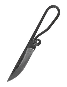 Forged medieval knife with leather sheath (19 cm.)