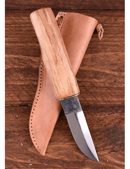 Medieval steel knife with leather...