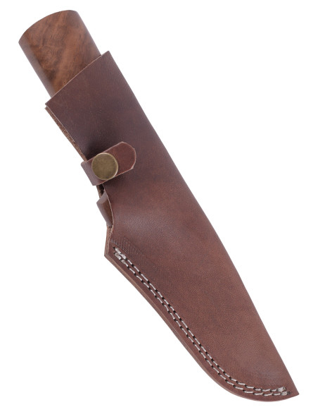 Steel outdoor knife with leather...