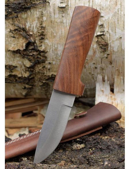 Steel outdoor knife with leather...