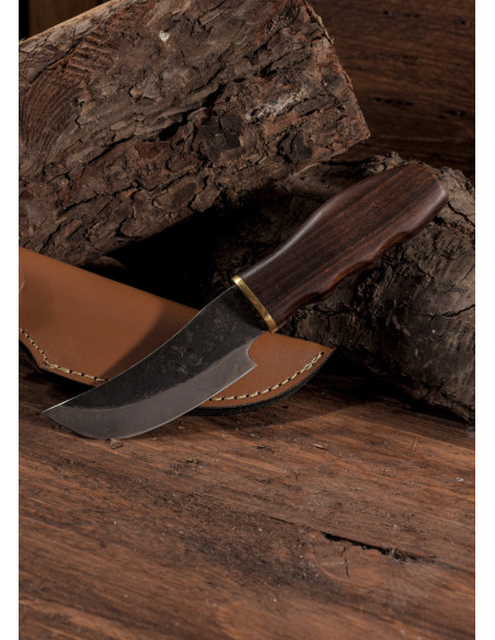 Steel hunting knife with leather...