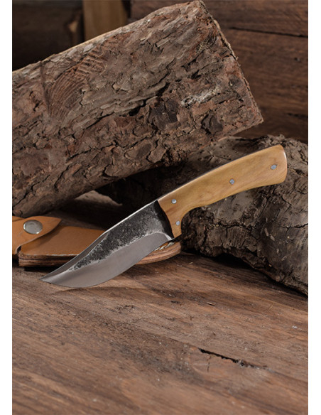 Steel hunting knife with leather...