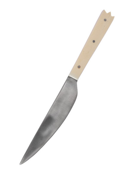 Bone handle kitchen knife, with sheath (19 cm.)
