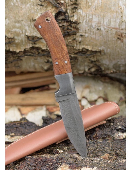 Damascus blade outdoor knife with...
