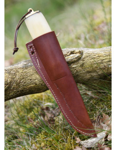 Damascus blade bone handle knife with sheath (22.5 cm.) 2