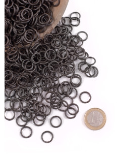 Blackened steel chain mail rings (9 mm.)