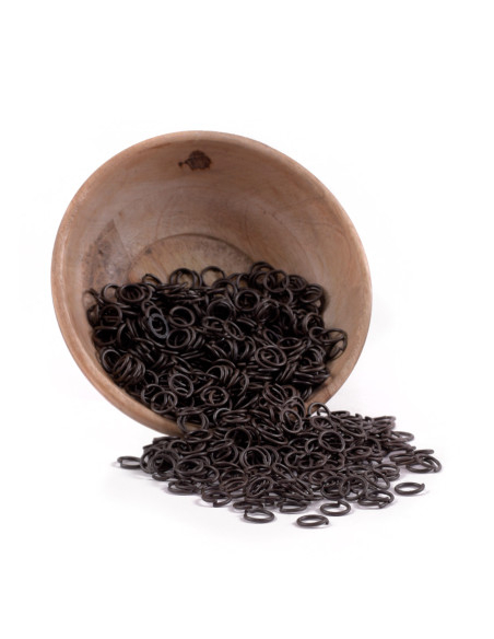 Blackened steel chain mail rings (9 mm.)