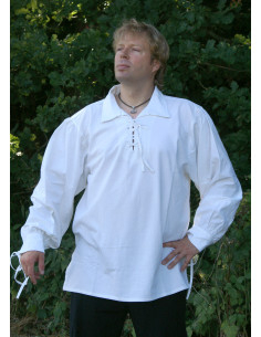 Medieval cotton shirt with natural colored laces