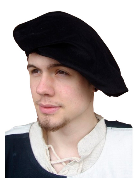 Renaissance beret in cotton, black color